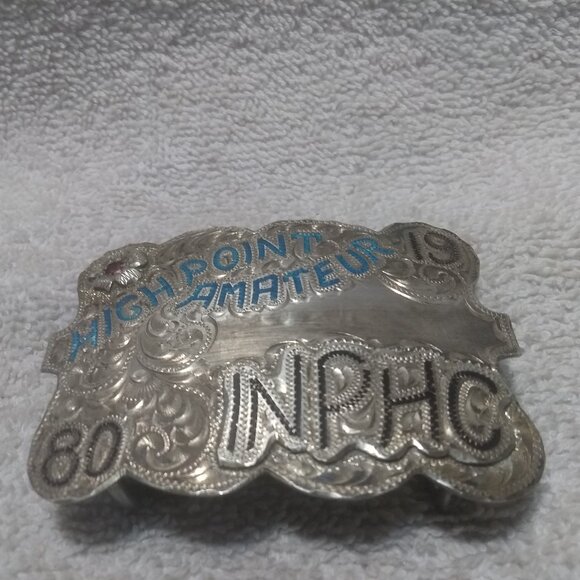 INPHC High Point Amateur 1980 Silver Buckle Flower Hanson Signed Vintage !! main image 11